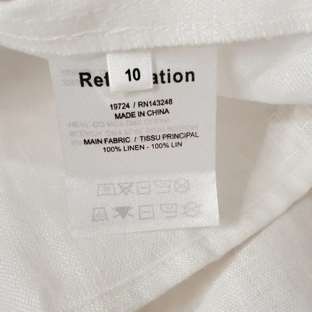 Reformation Clyde 100% Linen Two Piece Crop Top Midi Skirt Set White Size 10